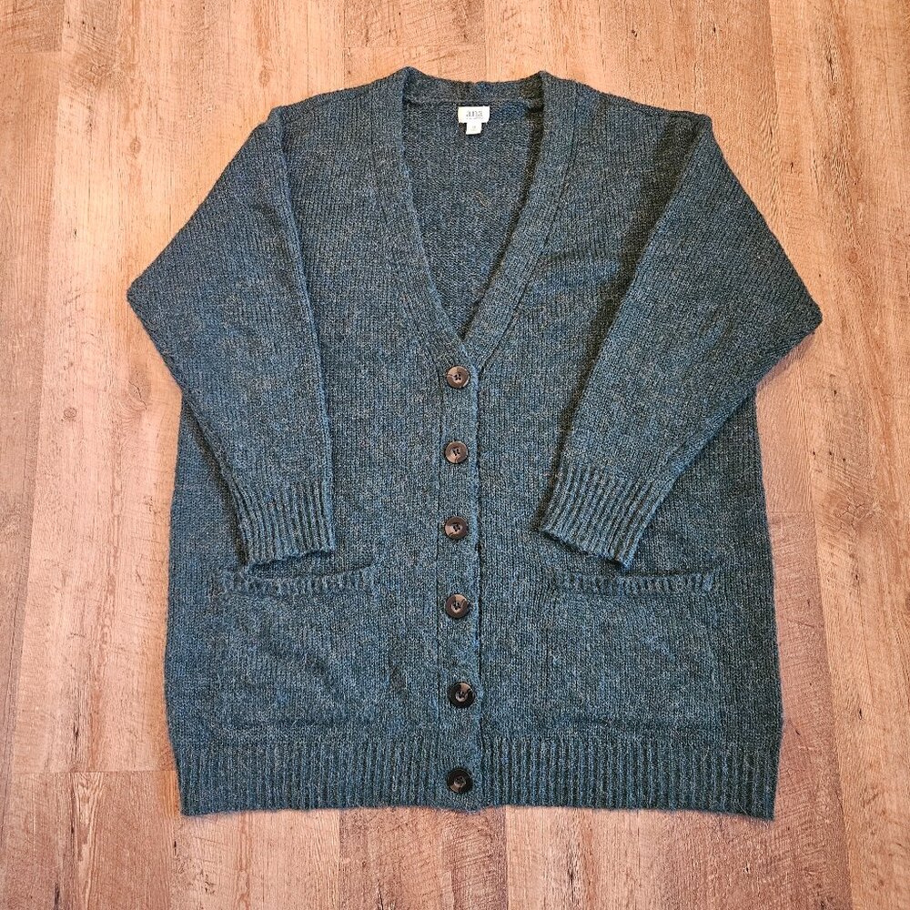 a.n.a Button Front Cardigan Sweater Women’s 1X Green Cozy Knit